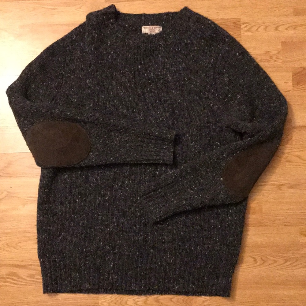 Wallace & Barnes M 100% Wool Grey Speckled Sweater